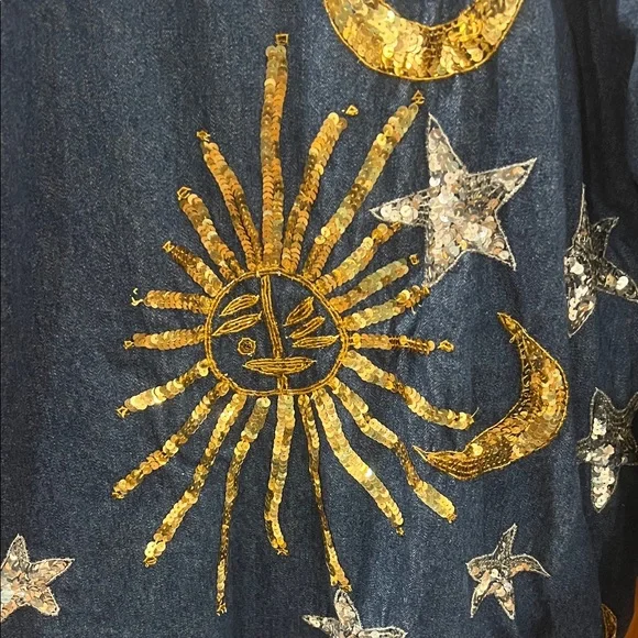 Vintage 1980’s Modi Denim Jacket with Gold Moons and Silver Stars - Picture 8 of 12